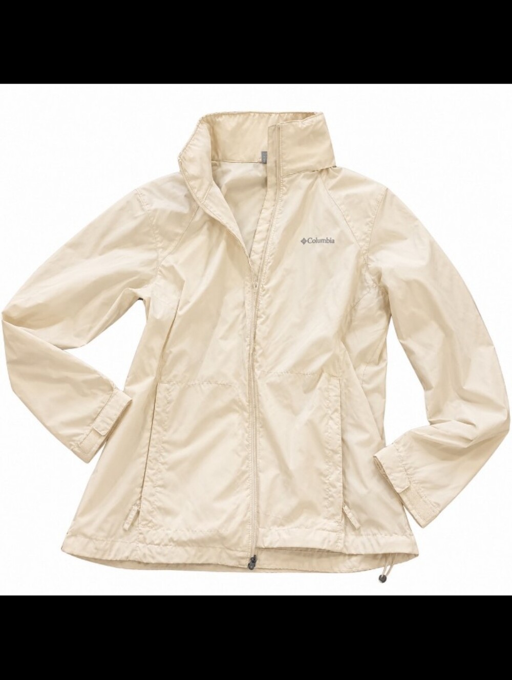 Columbia Women's Cream Lightweight Trench-Style Windbreaker Jacket W/ Hood L- XL